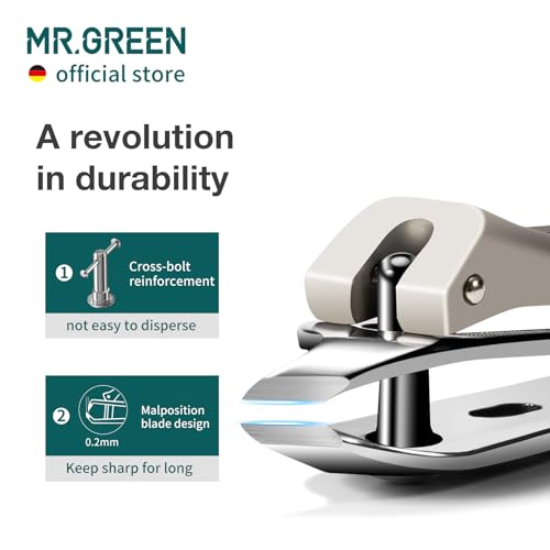 MR.GREEN Slanted Edge Nail Cutting Clippers Cuticle Nippers Tool Stainless Steel Dead Skin Oblique Tip Trimmer Manicure Scissors (Mr-1110+Glass File) - color: Mr-1110 + Glass File