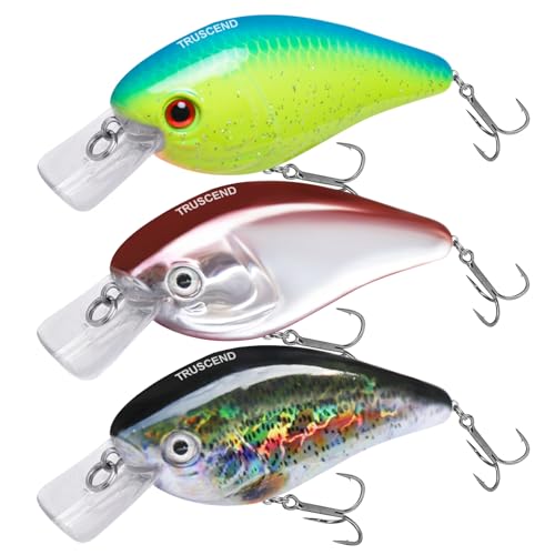 TRUSCEND Shallow or Deep Diving Crankbait with BKK Hooks, Wobble Fishing Lures for Bass Trout Crappie Walleye, Sinking Lipless Vibe Crank Bait for Bass Pike, Amazing Swimbait for Family Fishing - color: A-2.75"-0.5oz