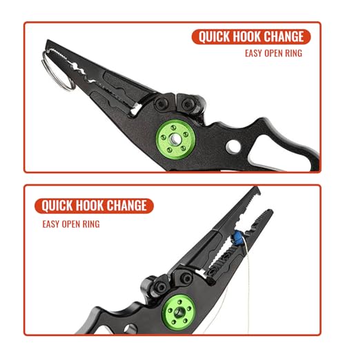 Aluminum Fishing Pliers, 5 Pcs Fishing Tool Kit, Upgraded Muti-Function Hook Remover and Fish Scissors, Fishing Gear, Ice Fishing Gift for Men