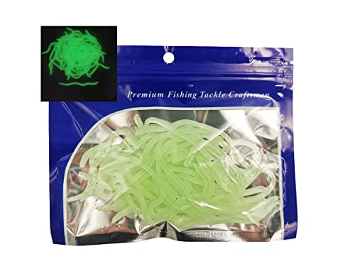 1.6in/3.3/3.9in Fishing Soft Lure Trout Worm Earthworm Bait Lifelike Fake Bloodworm Grub Worm Soft Fishing Lure Baits - color: Luminous (50pcs/pack), size: 3.3inch