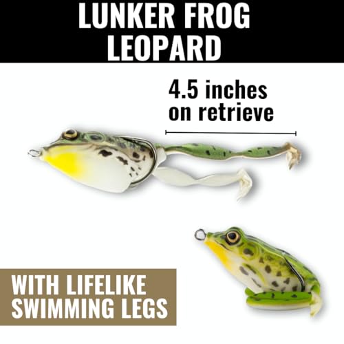 Lunkerhunt - Lunker Frog Fishing Lure | Award Winning Realistic Topwater Frog Lure for Fishing Bass, Trout and Pike | Freshwater Fish Bait with Hollow Body, Weedless Hooks for Freshwater Saltwater - color: Green Tea