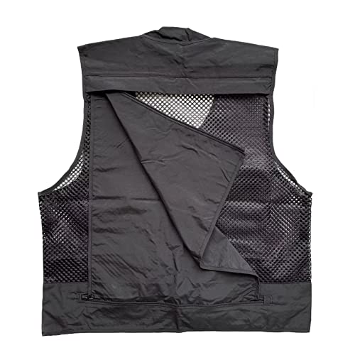 Men Mesh Breathable Multi-Pocket Vest Outdoor Travelers Fly Fishing Photography - color: Black, size: X-Large