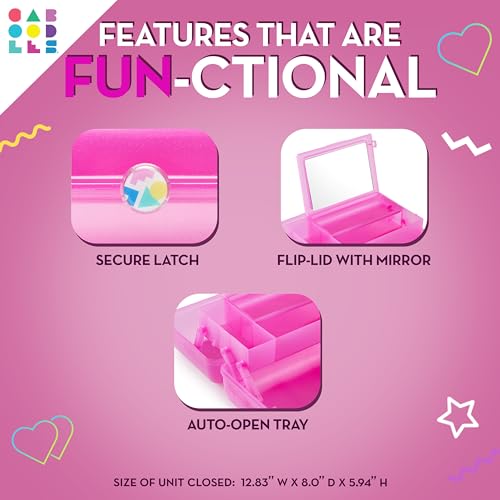Caboodles On-The-Go Girl Makeup Box, Two-Tone Pink on Violet, Hard Plastic Makeup Organizer Box, Built-In Mirror, Secure Latch for Safe Travel, Spacious Storage for Large Items - color: Pink Over Violet