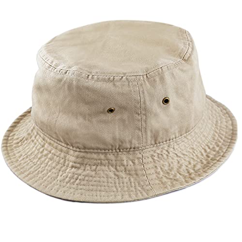 Cotton Bucket Hat Packable Sun Hat – Unisex Summer Travel Beach Fisherman Hat for Men Women Outdoor Fishing Hiking - color: Khaki, size: Large-X-Large