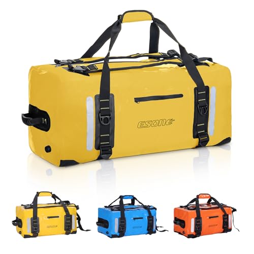 ESONE Dry Bags Waterproof Backpack for Men/Women, 90L, Ideal for Kayaking, Travel, Boating, Camping, Paddle Board, Surfing - color: Yellow, size: 90L