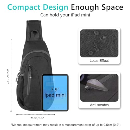 TITECOUGO Small Sling Bag, Lightweight Crossbody Backpack for Men Women, Shoulder Bag for Sports and Outdoor - color: Z1-canvas, Dark Black