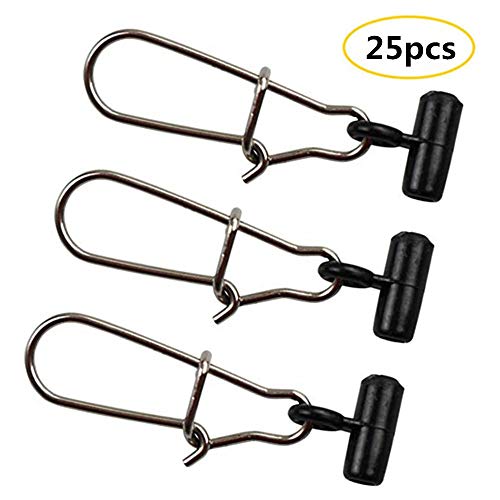 Persei 25pcs Fishing Line Sinker Slide with Duo-Lock Snap High-Strength Sinker Slider Stainless Steel Snap Kit