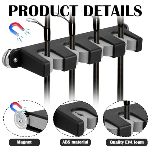 Seenelling 2 Pcs Magnetic Fishing Rod Holder for Car Fishing Pole Rack Vertical Rod Storage Holders for Truck Bed Boat Wall Garage Door - color: Gray, size: 4 Rods