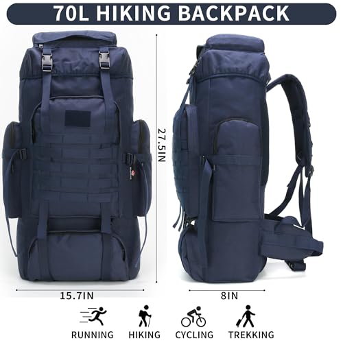 Hiking Backpack for Men 70L/100L Camping Backpack Military Rucksack Molle 3 Days Assault Pack for Climbing | Camping Backpack - color: 70l-navy