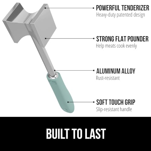 GORILLA GRIP BPA-Free Patented Dual-Sided Meat Tenderizer Tool, Soft Comfortable Handle with Hanging Hole, Heavy Duty Kitchen Mallet for Steak Beef Fish, Chicken Cutlet Pounder, Dishwasher Safe, Mint - color: Mint