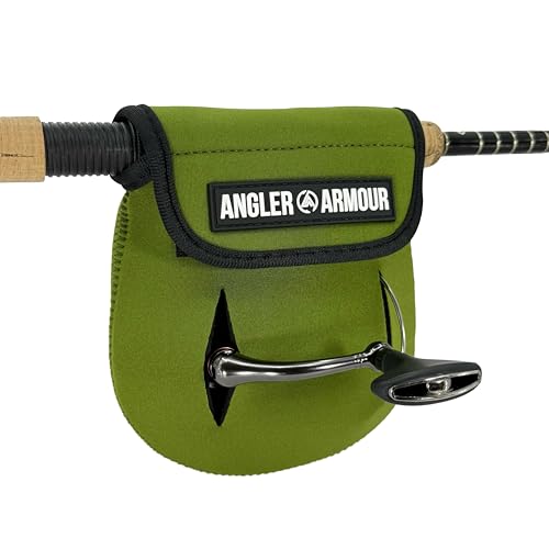 Angler Armour Spinning Reel Cover, Fishing Reel Cover, Neoprene Spinning Reel Case, Spinning Reel Sleeve, Spinning Reel Protective Pouch, Fits 1000, 2000, 3000, 3500 Series Reels (Green) - color: Olive Green