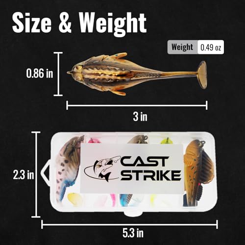 Soft Fishing Lures 5pcs Kit with Tackle Box Weedless Paddle Tail Swimbaits for Bass Trout Crappie Walleye Freshwater Saltwater Life Like Action Durable Plastic Sharp Hooks - color: 3in 5pcs