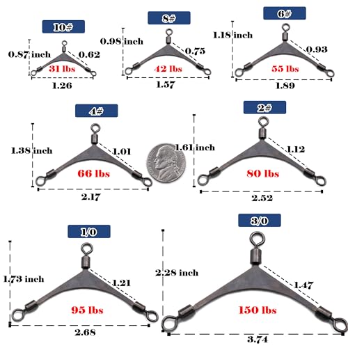 FishTrip 3 Way Swivel Fishing - 15pcs 3way Rolling Swivels Fishing Tackle Stainless Steel for Fishing Rigs Saltwater - size: 1/0_15pcs