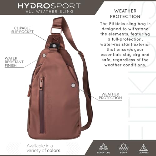 FITKICKS Hydrosport All Weather Sling Bag Unisex Crossbody Travel Hiking Chest Bag - color: Copper