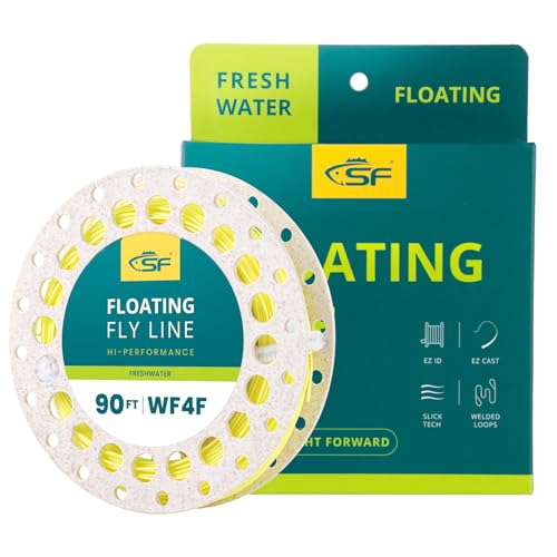 SF Fly Fishing Line with Two Welded Loops Weight Forward Floating Fly Lines Trout 90FT WF2 3 4 5 6 7 8 9F Multi-Color Freshwater - color: Fluo Yellow, size: WF4F 90FT Line