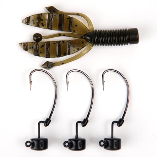 20Pack Weedless Ned Rig Jig Heads with Molded Bait Keeper System – Mushroom Head for Weedless Finesse Bass Fishing 1/16 1/8 3/16 1/4oz - color: Black, size: 1/16oz - 1# - 20Pack