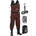 Foxelli Chest Waders, Waterproof 4mm Neoprene Hunting & Fishing Waders for Men & Women with Boots - color: Brown, size: 9