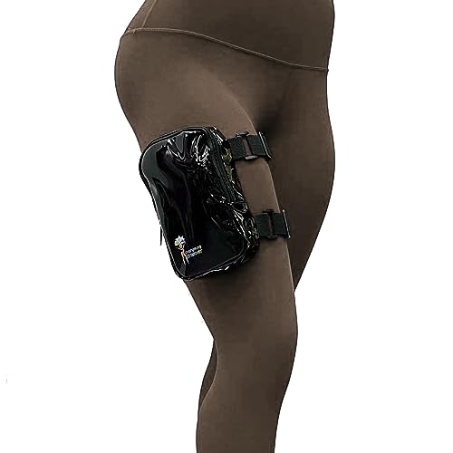 Holographic Thigh Bag | Leg Harness for Women | Outdoor Waist Pouch | Carnival Hiking Travel Fanny Pack with Adjustable Straps | Black Gloss - color: Black Glossy