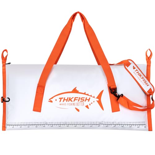 THKFISH Insulated Fish Cooler Bag, Fish Kill Bag for Caught Fish Ice Cold - color: White-Orange, size: 40*16IN
