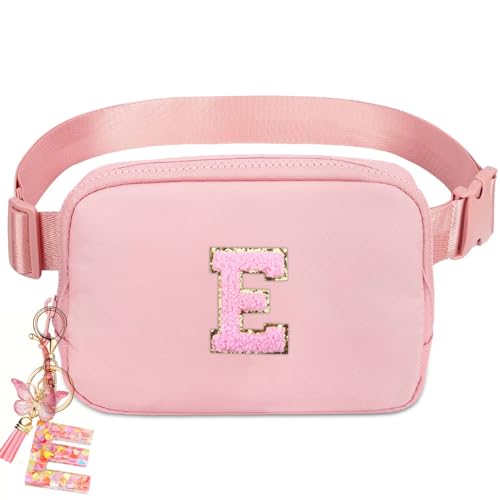 Belt Bag Fanny Pack for Teen Girl Women - Girls Initia Fanny Pack Ages 8-12 Teen Birthday Gifts Small Waist Packs Trendy Kids E - color: Pink, style: E