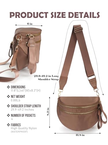 Pure Colour Crossbody Bag Bum Bag for Women,Spacious Purse Fanny Packs Belt Bag,Oversized Bum Bag (Colour Bum Bag-Coffee) - color: Colour Bum Bag-Coffee