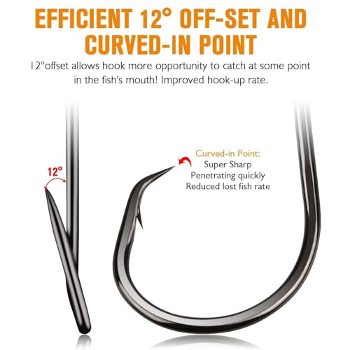 Dovesun Circle Hooks for Catfish 2X Strong 100PCS Catfish Hooks Octopus Circle Hooks Saltwater and Freshwater Black & Red Size 1/0-8/0 - color: Black, size: 2/0*100PCS
