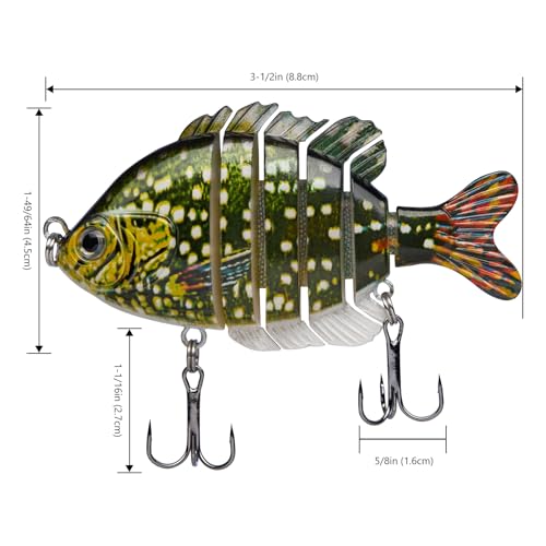 BASSDASH SwimPanfish Multi Jointed Panfish Bluegill Swimbaits Hard Topwater Bass Lures Fishing Lure Crank Saltwater 3.5in/0.85oz - color: Northern Pike