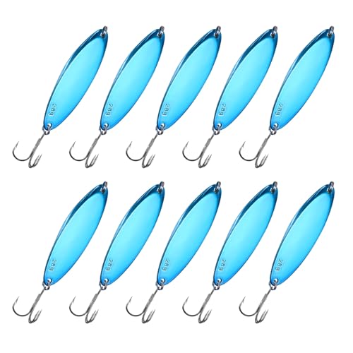Fishing Spoons Lures, Metal Saltwater Treble Trout Lures Jigging Spoon with Treble Hooks Casting Spinner Baits - color: Blue, size: 28g / 1 oz