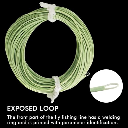 Riverruns Fly Fishing Floating Line with Welded Loop Weight Forward Fly Lines 85FT WF3 4 5 6 7 8F - color: Single Moss Green, size: WF7F