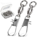 AMYSPORTS Fishing Swivels with Interlock Snap Ball Bearing Swivels Fishing Snap Swivels Saltwater Freshwater Fishing Tackle Leader Lure Jigs Line Fishing Connector - size: size0 (20lb) 50 pcs