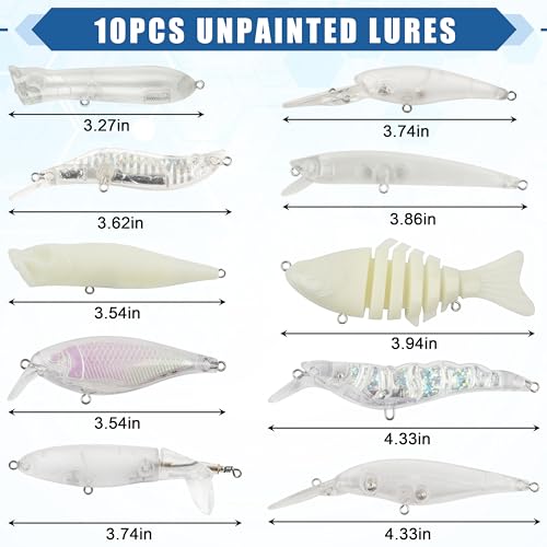 Unpainted Fishing Lures Making Kit,375pcs DIY Blank Crankbaits Minnow Hard Bait Set Include Lure Tapes Eyes Treble Hooks Split Rings Speed Clips Make Your Own Fishing Lures - style: Diy Unpainted Lure Kit