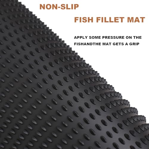 Fish Fillet Mat with Fish Cutting Board, Extra Large 33"x15.75", Non-Slip Fish Cleaning Mat with Measuring Scale, Portable Rollable Fish Fillet Board