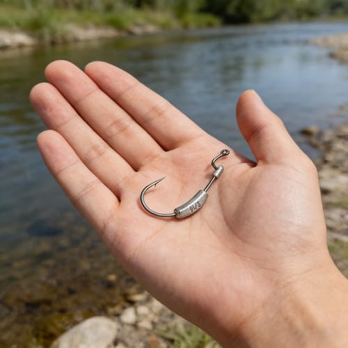 15 Pcs Weighted EWG Worm Hook, Weedless Fishing Swimbait Hooks Bass Fishing Freshwater Saltwater Assorted 1/8oz 3/16 1/4oz - size: 3/16oz-20pcs