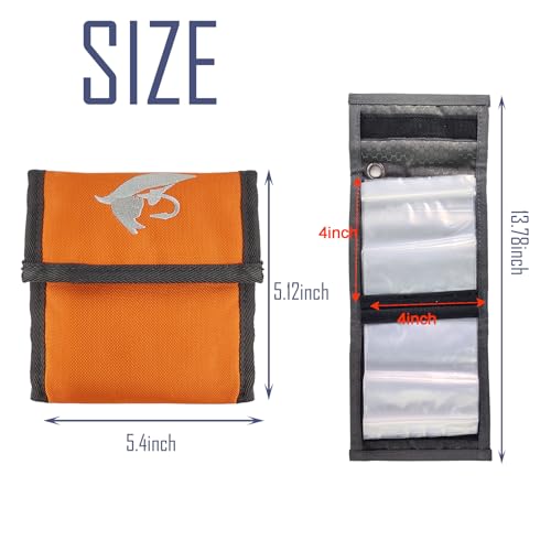Aventik 10 Pockets Fishing Tackle Binder Fly Fishing Leader Tippet Line Wallet Leader Case Tippet Storage Fly Fishing Great for Pre-Tied Carp and Catfish Rigs - color: 2PACK-Orange+Grey