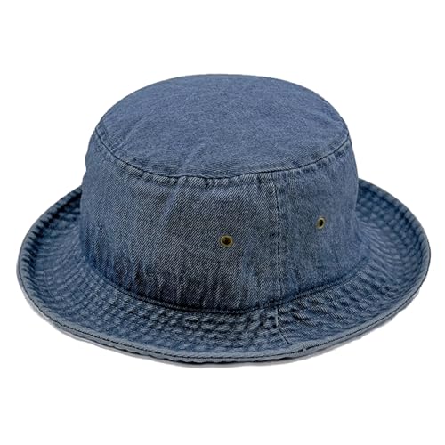 Cotton Bucket Hat Packable Sun Hat – Unisex Summer Travel Beach Fisherman Hat for Men Women Outdoor Fishing Hiking - color: 2. Dark Denim, size: Small-Medium