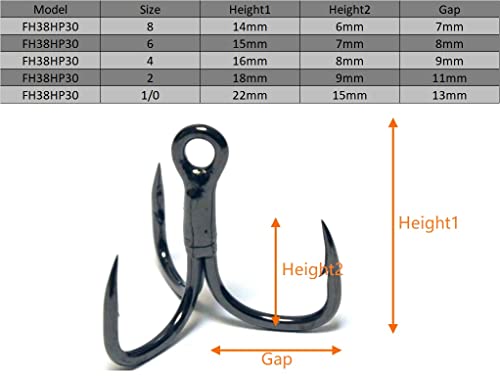 Fishing Hooks Treble Hooks for Hook Upgrade Cutting Blade 4X Strong Short Shank Black Nickle - size: 6