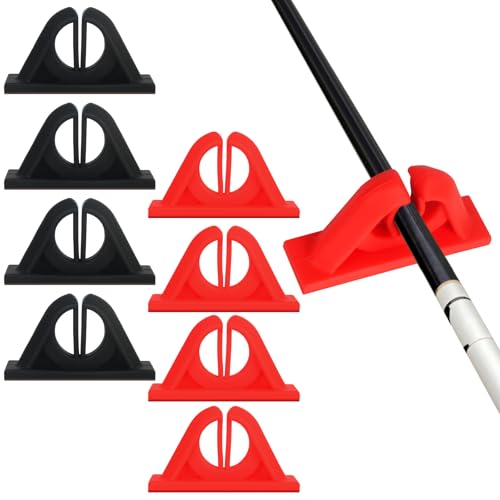 Vefungyan Fishing Rod Holder Wall Mounted: 8pcs No Drilling Fishing Pole Holders Garage Rod Holders Rack for Home and Fishing Boat - color: Black Red