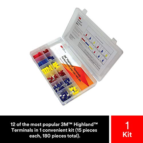 3M Highland Terminal Kit, HTK-1, 1 Kit of 180 Pieces, Includes Ring, Fork, Butt Splice and Disconnects, Refillable, Compact, Portable, Durable - style: Standard terminal kit