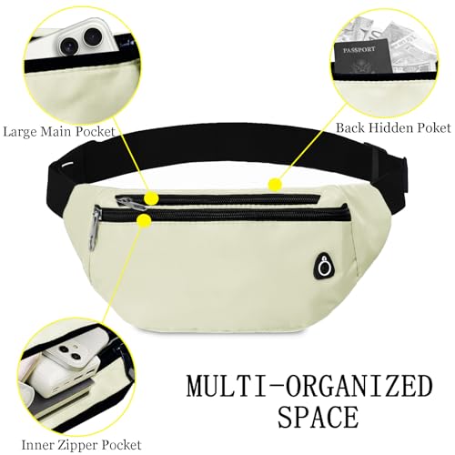 Fanny Pack for Women Men,Crossbody Fanny Pack Water Resistant Sports Waist Bag Pack, Belt Bag for Travel Hiking Running - color: 1pack-beige