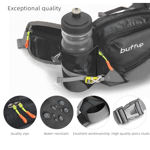 Lightweight Sports Fanny Pack with Bottle Holder,Waist Pack for Hiking,Running,Cycling & Outdoor Adventures (Black) - color: Black