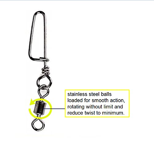 100pcs High-Strength Coastlock Swivels 145LP Ball Bearing Fishing Snaps and Swivels Fishing Rolling Swivel Coastlock Snap Duck Decoy Rig Snap Swivels Texas Rig Decoy Swivel Clips