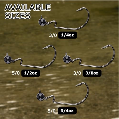 Reaction Tackle Tungsten Football Swing Jig Heads - Bass Fishing Jigs -Swinging Action Trigger Bait -Versatile Jig with Sharp Hooks -Mimics Crawfish (3-Pack) - color: Green Pumpkin, size: 1/2 oz