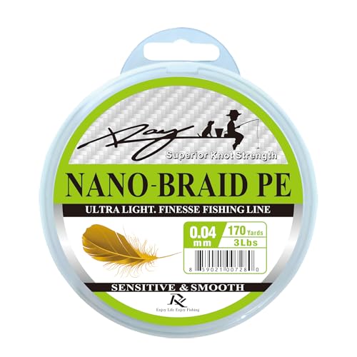 Ultra Slim Braided PE Fishing Line, Strong Knot Strength, Deign for Ultra Light Freshwater Fishing, Come with 3lb Test or 5lb Test, 170Yds Each Spool - color: Fluo Green, size: 0.04mm-3Lbs
