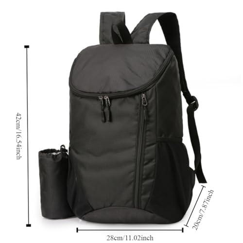 Portable Foldable Backpack Folding Mountaineering Bag, Ultralight Outdoor Cycling Rucksack, Travel Hiking Knapsack (Black) - color: Black