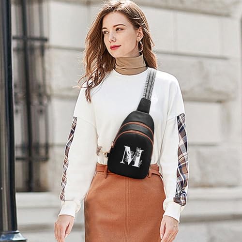 Viverte Crossbody Bags for Women Initial Sling Bag Cross Body Fanny Packs Personalized Gifts for Mom Women Wife - color: Black with Brown, style: M