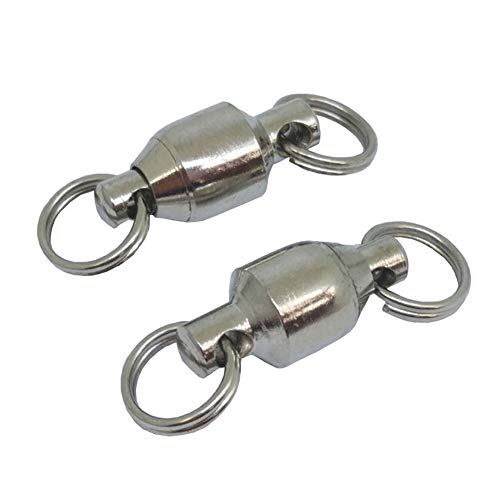 25/50pcs Ball Bearing Swivel Fishing Stainless Split Ring Fish Hooks Connectors for Saltwater 7LB-132LB - size: 0#-0.59"/7LB- 50 PCS