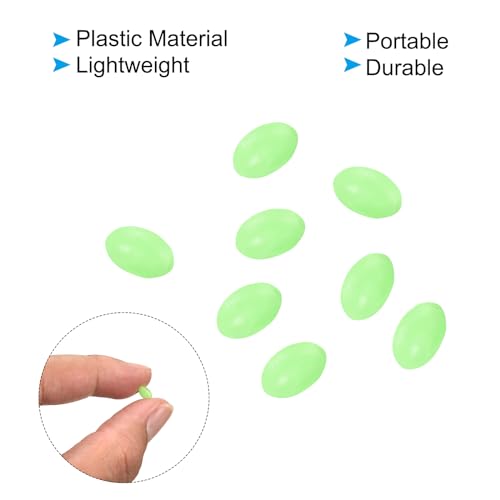 PATIKIL Glow Fishing Beads Plastic Oval Rubber Luminous Fishing Bait Eggs Rig Bead Tackle Lures Accessories with Box - color: Green, size: 6x4mm