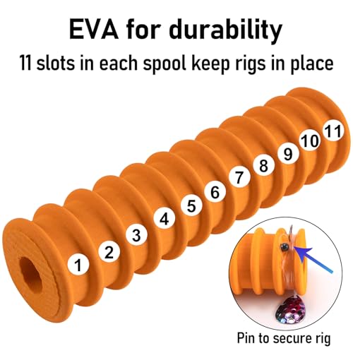Dr.Fish 3 Pack Fishing Line Storage Holders, Snell Rigs Organizer Leader Tackle Box EVA Foam Lines Spooler Winder with Rigging Spools