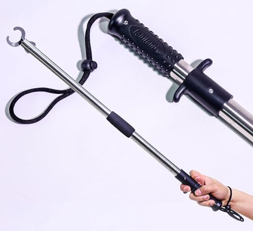 Heavy-Duty Fish Gripper – Extra-Long Stainless Steel Grabber with Non-Slip Handle, Wrist Lanyard & Storage Bag for Secure Fish Handling in Freshwater & Saltwater - color: 80cm/31.5in(2.6ft) Black