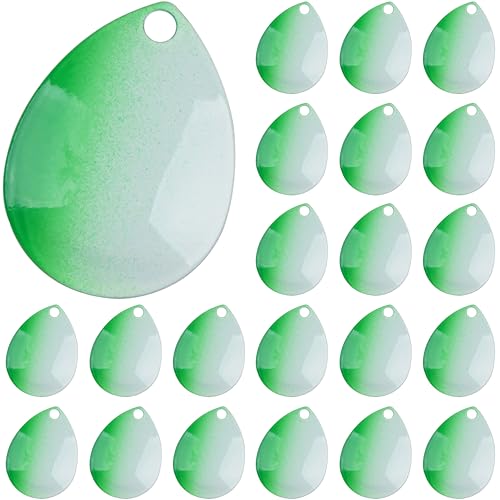 Colorado Blades Spinner Blades Lure Making Kit, 30pcs Colorful Metal Blades Easy Spin Spoons Inline Spinner Walleye Rig Making DIY Fishing Lure Making Supplies for Trout Salmon Bass Fishing - color: Smooth-Green & White-30pcs